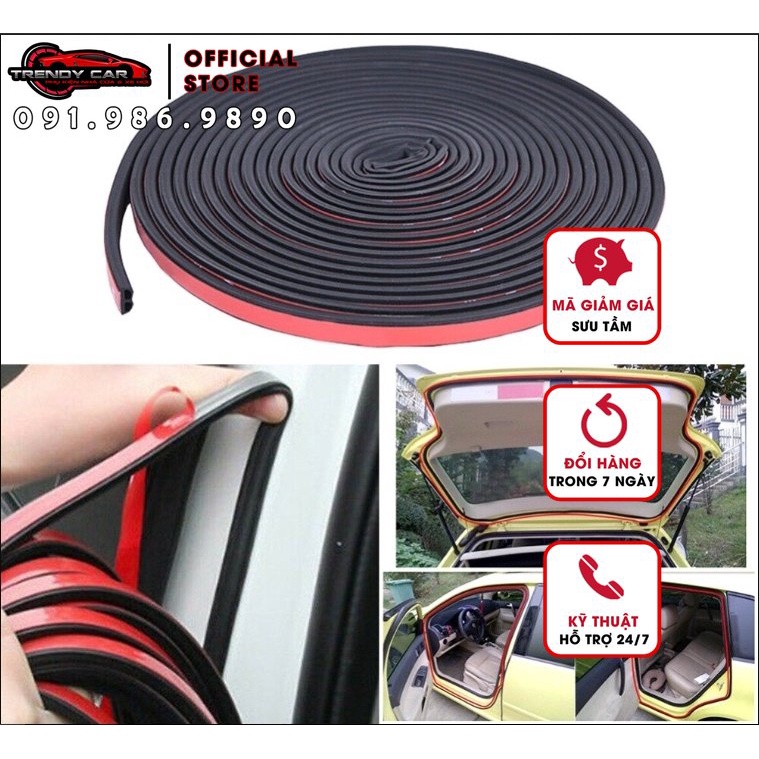 Cuộn 12 mét Gioăng cao su chống ồn chữ B cho ô tô | Ron cao su chữ B cách âm chống ồn cho xe hơi và Nhà cửa