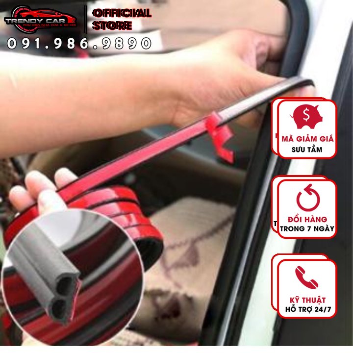 Cuộn 12 mét Gioăng cao su chống ồn chữ B cho ô tô | Ron cao su chữ B cách âm chống ồn cho xe hơi và Nhà cửa