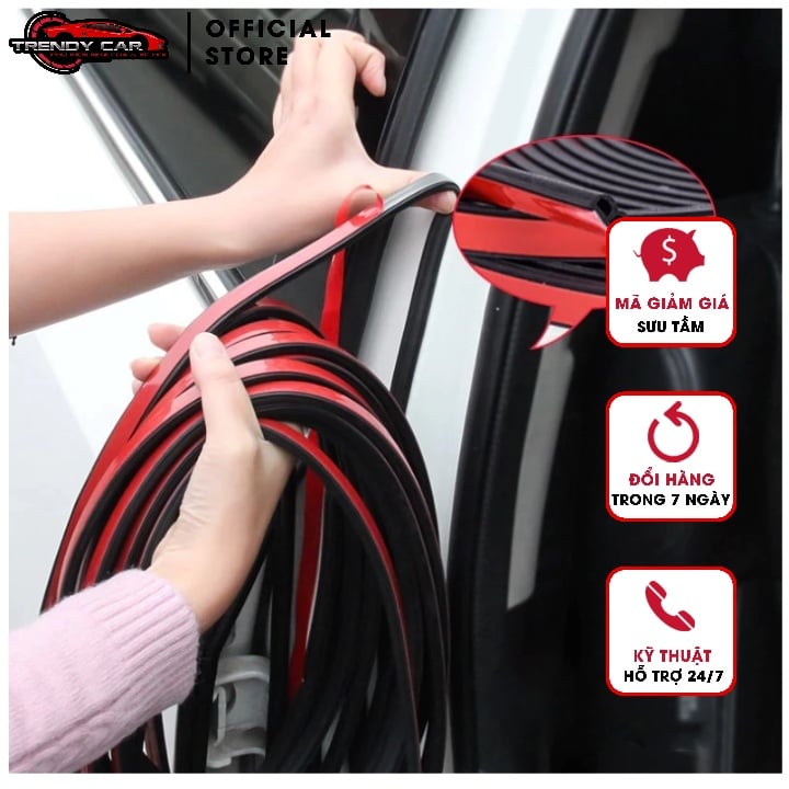 Cuộn 12 mét Gioăng cao su chống ồn chữ B cho ô tô | Ron cao su chữ B cách âm chống ồn cho xe hơi và Nhà cửa