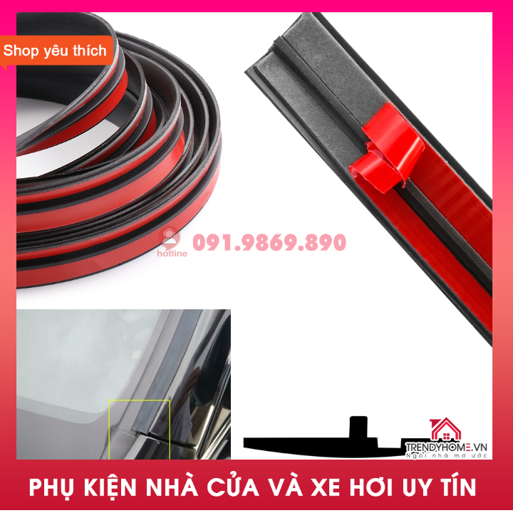 Gioăng ô tô, ron cao su nẹp chân kính cửa nóc, kính lái bên ngoài ngăn thoát nhiệt điều hòa chữ T băng keo 3M