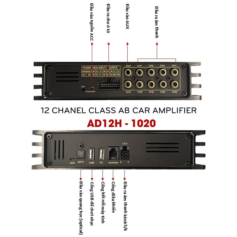 DSP 12 kênh tích hợp Amply Alchimist AD 12H 1020 định dạng APTX Bluetooth lossless cao cấp âm thanh Loa ô tô cao cấp Bộ xử lý âm thanh