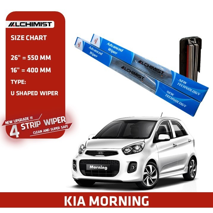 Combo 2 Gạt Mưa Ô tô KIA Loại cần gạt nước Silicon 4 Lưỡi Cao Cấp, Thiết Kế Thông Minh, Gạt Êm Và Sạch Hơn
