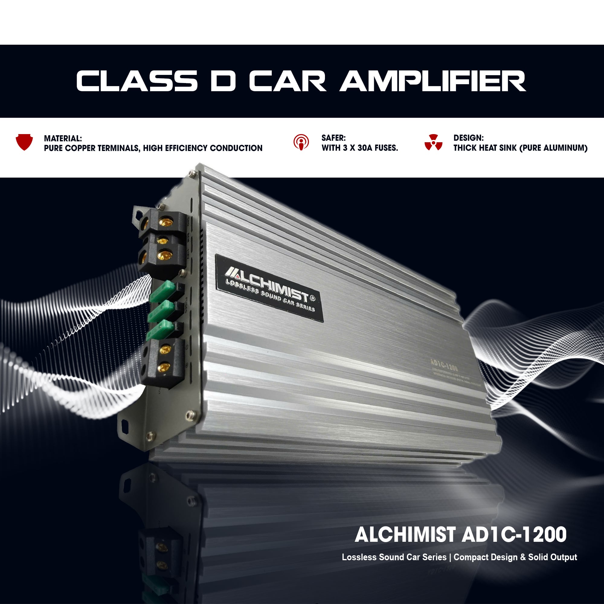 DSP 1 Kênh Mono 1200W Alchimist AD 1C-1200 - Bộ Khuếch Đại Âm Thanh Ô Tô Kỹ Thuật Số Chất Lượng Cao