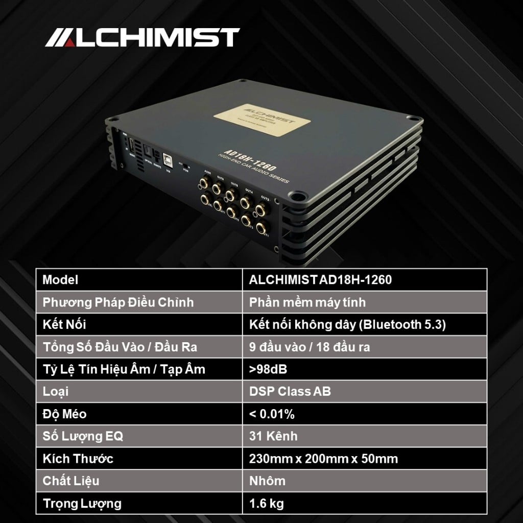 DSP Khuếch đại âm thanh ALCHIMIST AD18H-1260 thương hiệu Đức Công Suất Cao với 18 Đầu Ra model 2024