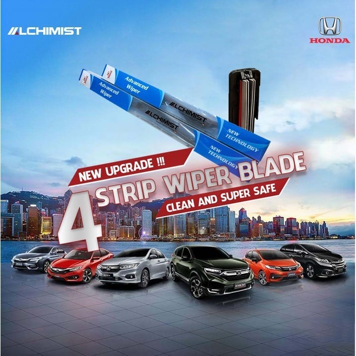 Gạt Mưa Ô tô Honda Loại Silicon 4 Lưỡi Cao Cấp, Thiết Kế Thông Minh, Gạt Êm Và Sạch Hơn