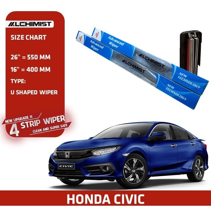 Gạt Mưa Ô tô Honda Loại Silicon 4 Lưỡi Cao Cấp, Thiết Kế Thông Minh, Gạt Êm Và Sạch Hơn