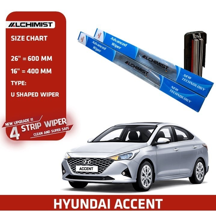 Gạt Mưa Ô tô HYUNDAI Loại Silicon 4 Lưỡi Cao Cấp, cần gạt nước Thiết Kế Thông Minh, Gạt Êm Và Sạch Hơn