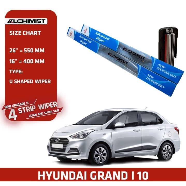 Gạt Mưa Ô tô HYUNDAI Loại Silicon 4 Lưỡi Cao Cấp, cần gạt nước Thiết Kế Thông Minh, Gạt Êm Và Sạch Hơn