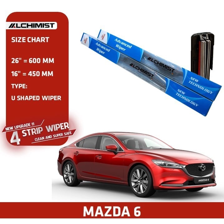 Gạt Mưa Ô tô MAZDA Loại Silicon 4 Lưỡi Cao Cấp, cần gạt nước Thiết Kế Thông Minh, Gạt Êm Và Sạch Hơn