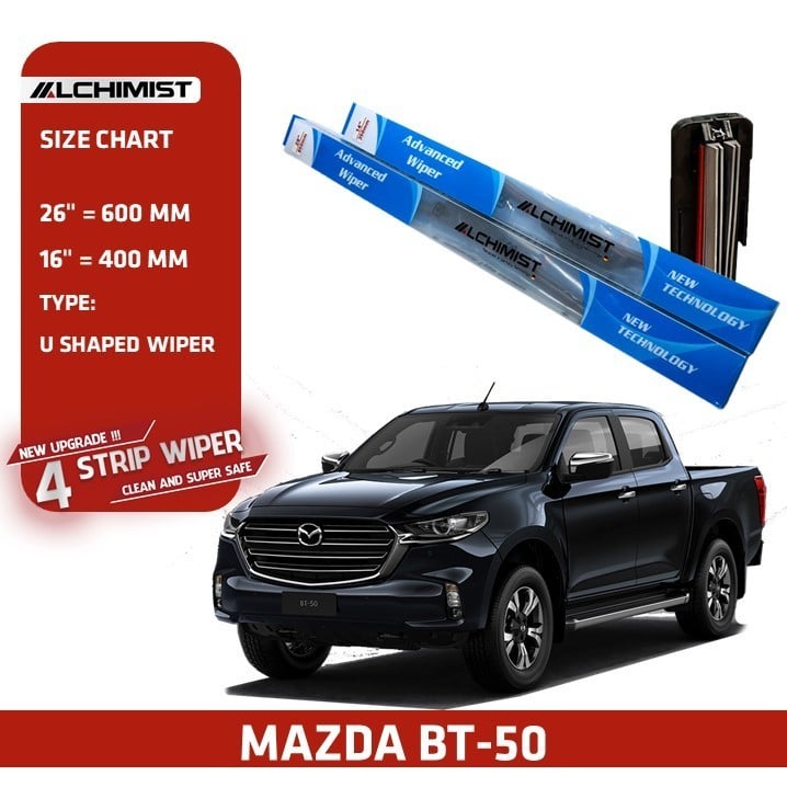 Gạt Mưa Ô tô MAZDA Loại Silicon 4 Lưỡi Cao Cấp, cần gạt nước Thiết Kế Thông Minh, Gạt Êm Và Sạch Hơn