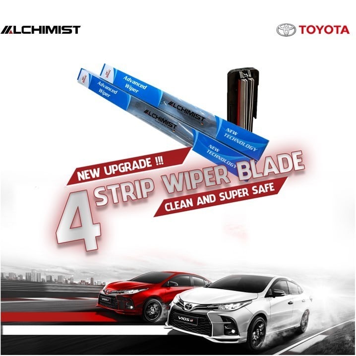 Gạt Mưa Xe Ô tô Toyota Vios Theo Từng Đời Xe,Loại Silicon 4 Lưỡi Cao Cấp, Thiết Kế Thông Minh, Gạt Êm Và Sạch Hơn