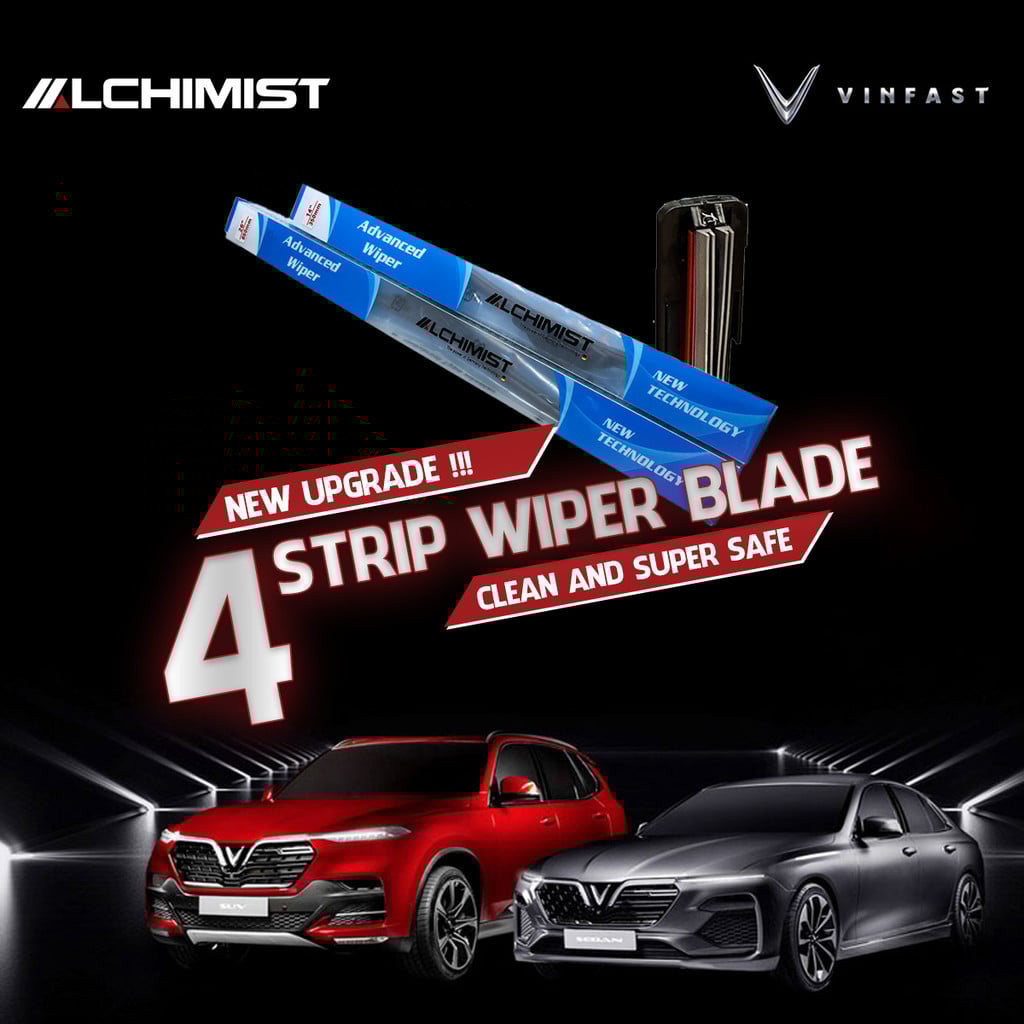 Gạt Mưa Ô tô VINFAST Loại Silicon 4 Lưỡi Cao Cấp, cần gạt nước ô tô Thiết Kế Thông Minh, Gạt Êm Và Sạch Hơn