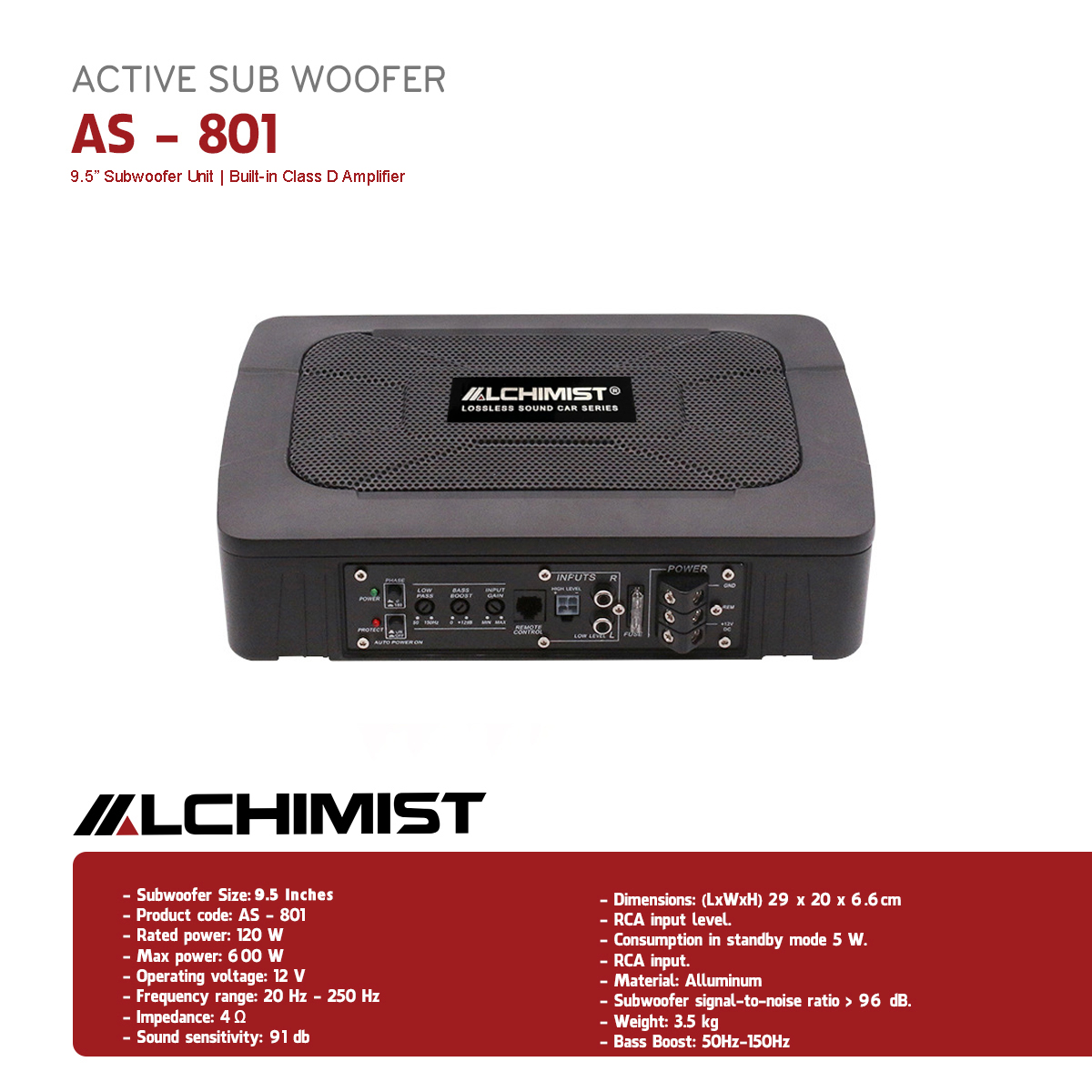 Sub Gầm Ghế ALCHIMIST AS-801 - Active 8 inch 600W