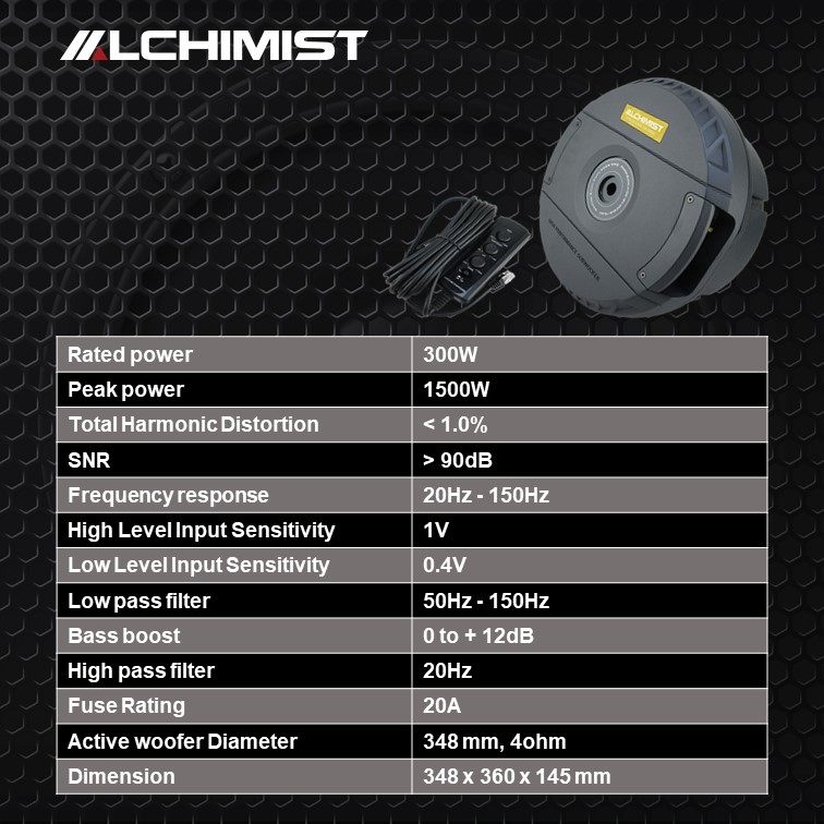 Subwoofer ALCHIMIST ASW09W-1900 - Active 9 inch Spare Tire 1500W