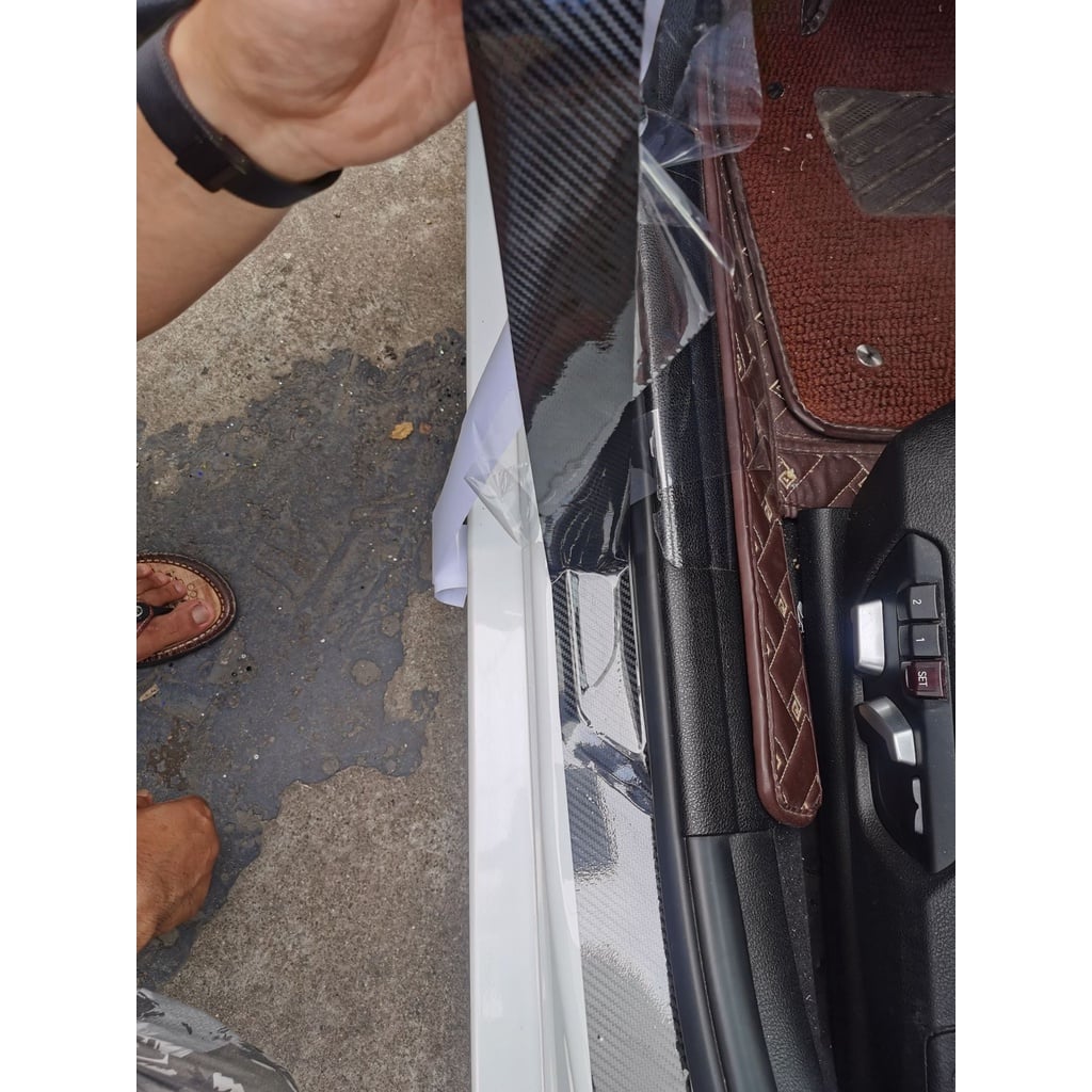Decal Carbon Bảo Vệ Ô tô Miếng Dán Chống Trầy, Ốp chân Gắn Cửa Bảo Vệ chống Bước Trang Trí Xe Ô Tô Băng Fiber 3D