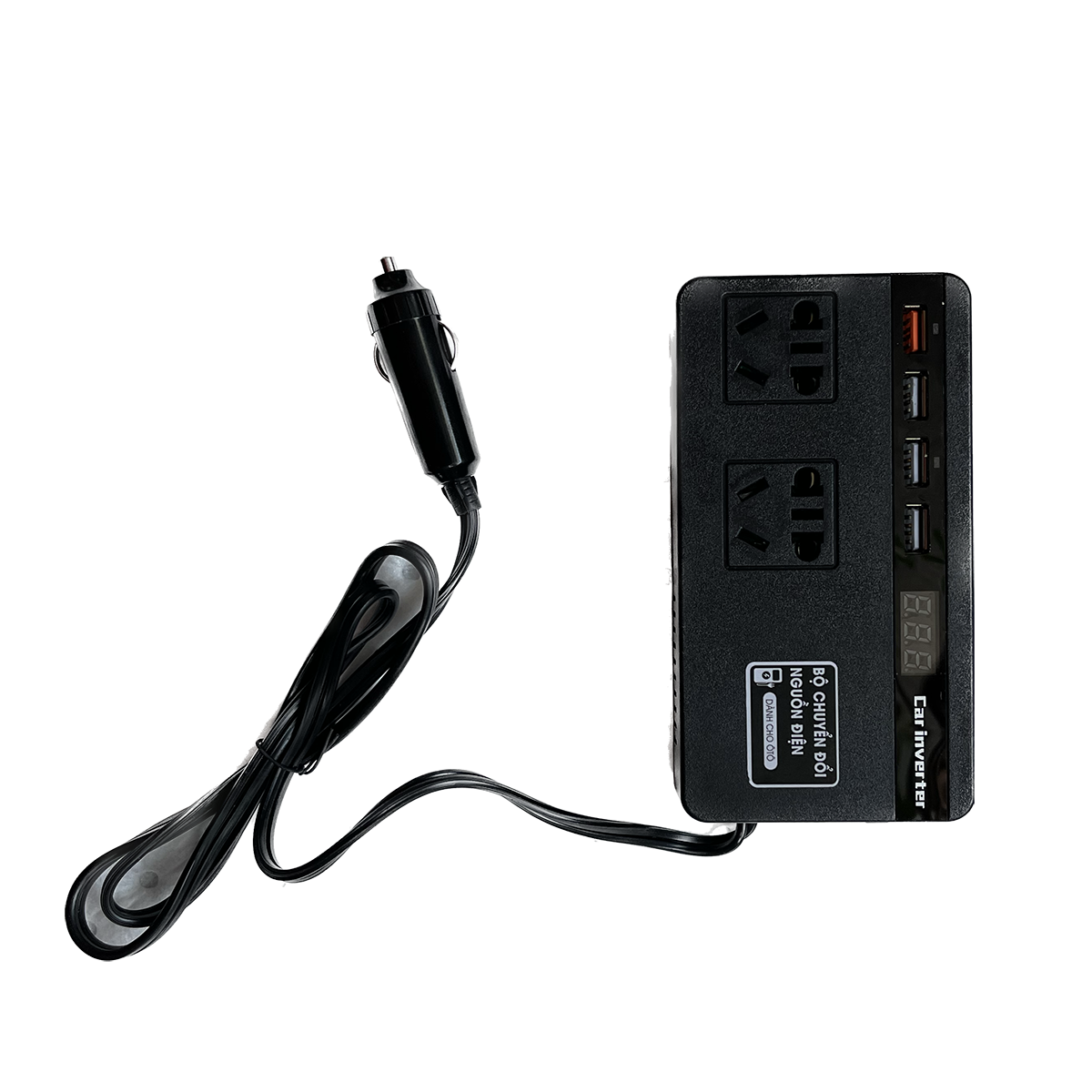 Bộ Biến tần ô tô chuyển đổi nguồn điện từ DC12V/24V sang AC 110/220V Ổ cắm điện với cổng USB tiện dụng