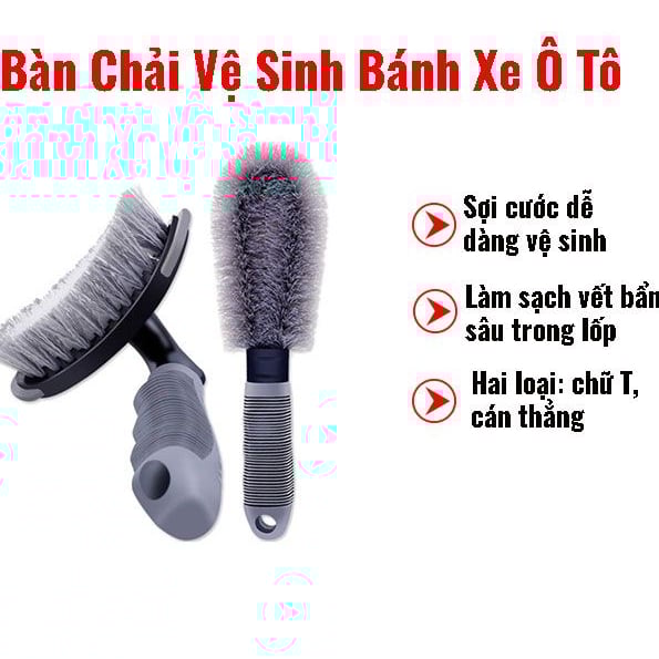 Bộ dụng cụ bàn chải chăm sóc vệ sinh bánh xe ô tô chuyên nghiệp phù hợp sử dụng tại nhà hoặc các cửa hàng chăm sóc xe