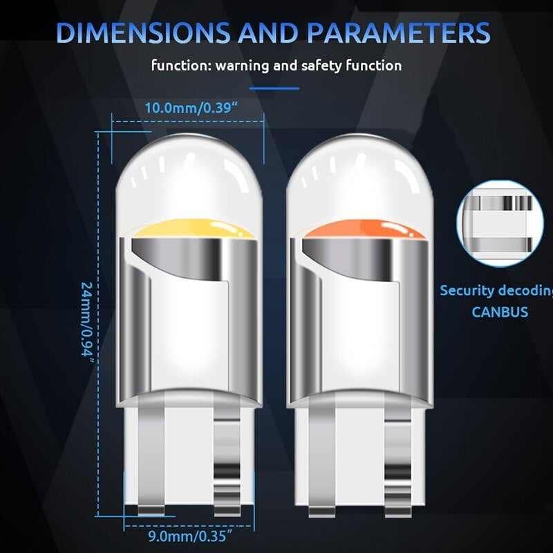 Bóng Đèn Led T10 COB 1SMD Thủy Tinh Thay Thế Đèn Xi Nhan, Demi Xe Máy - Ô Tô 12V ánh sáng xanh băng, hồng, xanh lá tốt