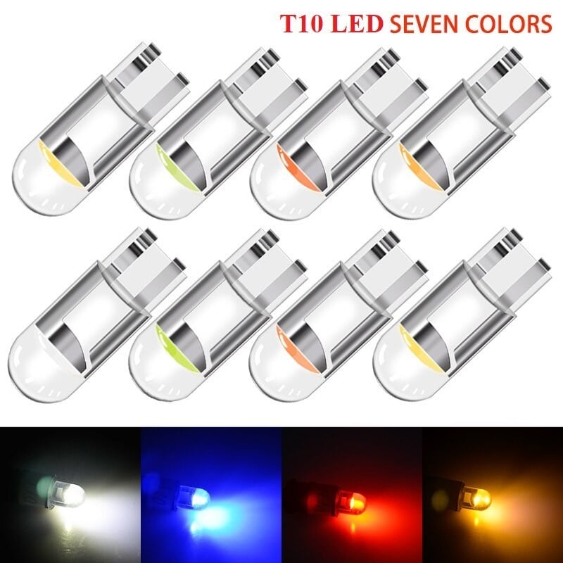 Bóng Đèn Led T10 COB 1SMD Thủy Tinh Thay Thế Đèn Xi Nhan, Demi Xe Máy - Ô Tô 12V ánh sáng xanh băng, hồng, xanh lá tốt