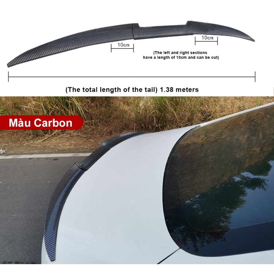 Cánh Gió Thể Thao Ô Tô, Đuôi Gió Xe Hơi Đuôi Gió Gắn Cốp Xe Chất Liệu Cao Su Cao Cấp Cấu Tạo 3 Khúc Đặc Biệt Đẹp Mắt