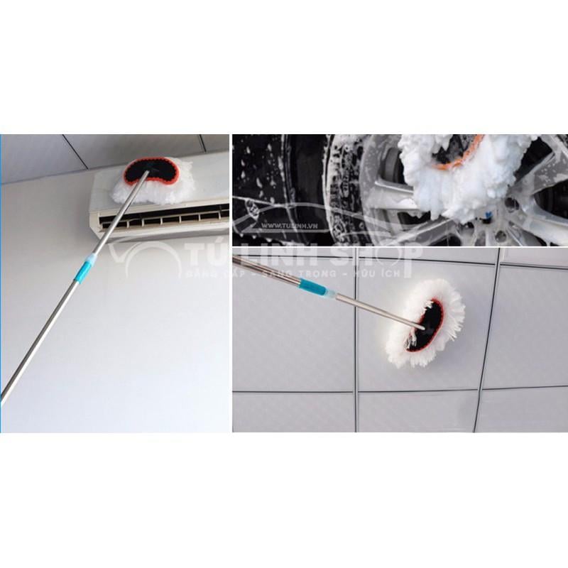 Chổi lông cán dài lau rửa xe ô tô siêu tạo bọt cán dài 1m25