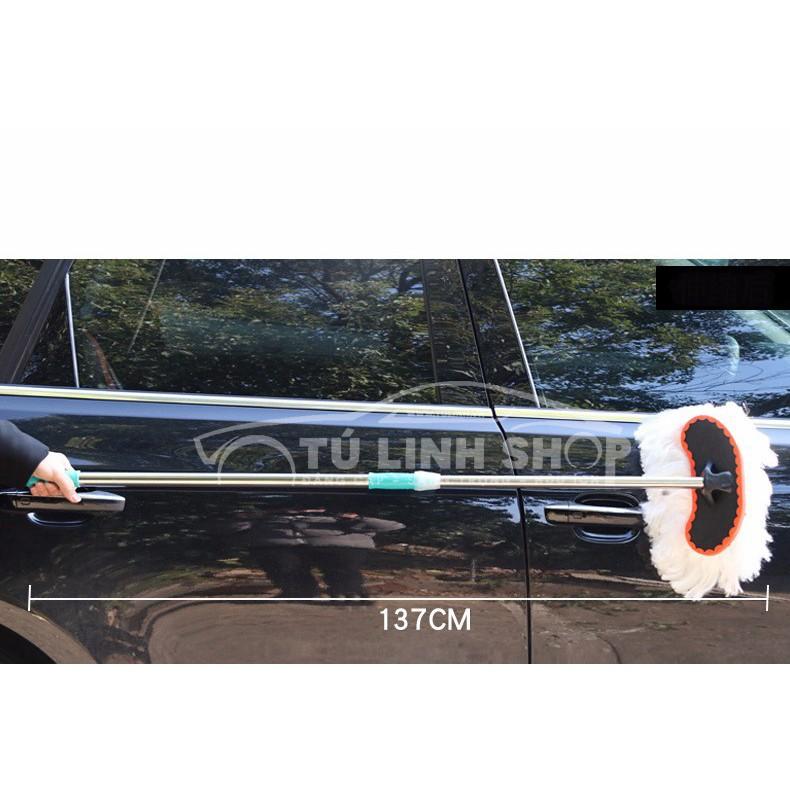 Chổi lông cán dài lau rửa xe ô tô siêu tạo bọt cán dài 1m25