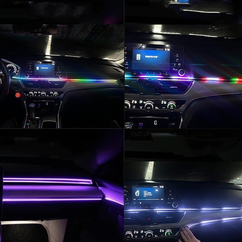 Dây Đèn Led Ambient Light RGB suối chảy 5V Cổng USB Trang Trí Nội Thất Xe Hơi Kèm Điều Khiển Từ Xa