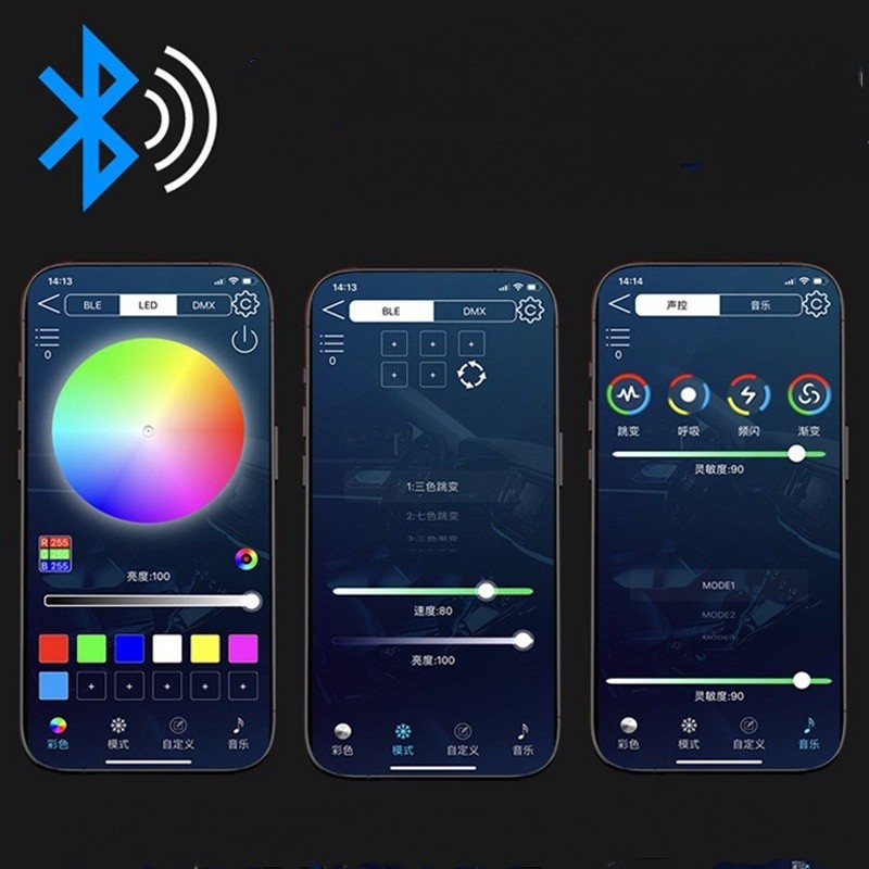 Dây Đèn Led Ambient Light RGB suối chảy 5V Cổng USB Trang Trí Nội Thất Xe Hơi Kèm Điều Khiển Từ Xa