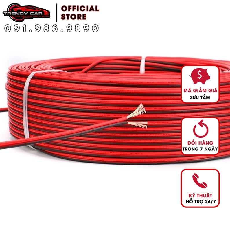Dây Điện Đôi Lõi Đồng Nguyên Chất Vỏ Đỏ Đen Dùng Cho Loa, Đèn Led, Điện Độ Chế 26AWG/24AWG/22AWG