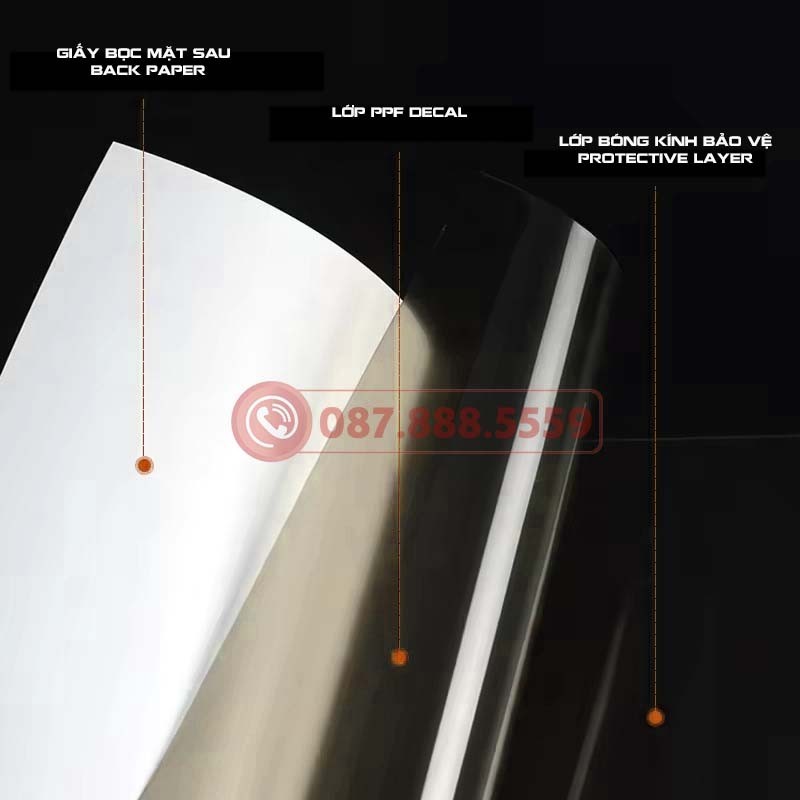 Decal PPF 3 lớp dán pha ô tô chuyên dụng cao cấp, Dán chống xước xe máy, ô tô đèn pha khổ 30 cm