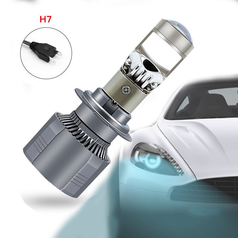 Đèn Bi cầu Y11 Laser mini  chân H7, H4 360 Độ H11 H8 HB3 Led 9005 có cắt sáng chống chói cao cấp Tia 25000LM 12V 24V