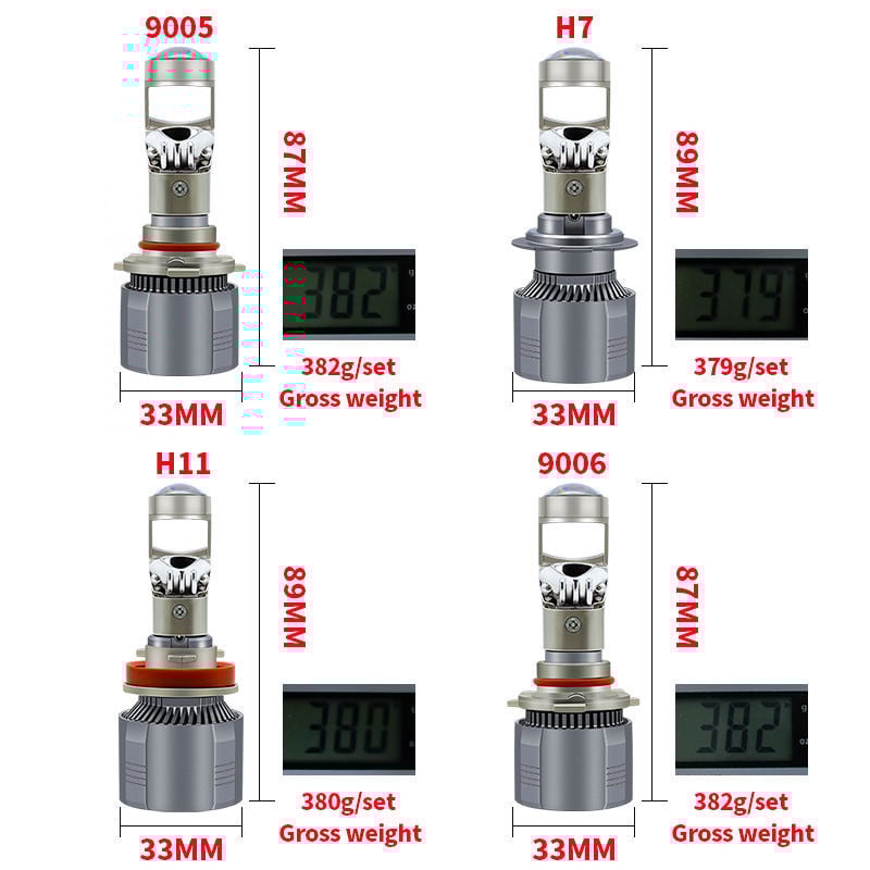 Đèn Bi cầu Y11 Laser mini  chân H7, H4 360 Độ H11 H8 HB3 Led 9005 có cắt sáng chống chói cao cấp Tia 25000LM 12V 24V