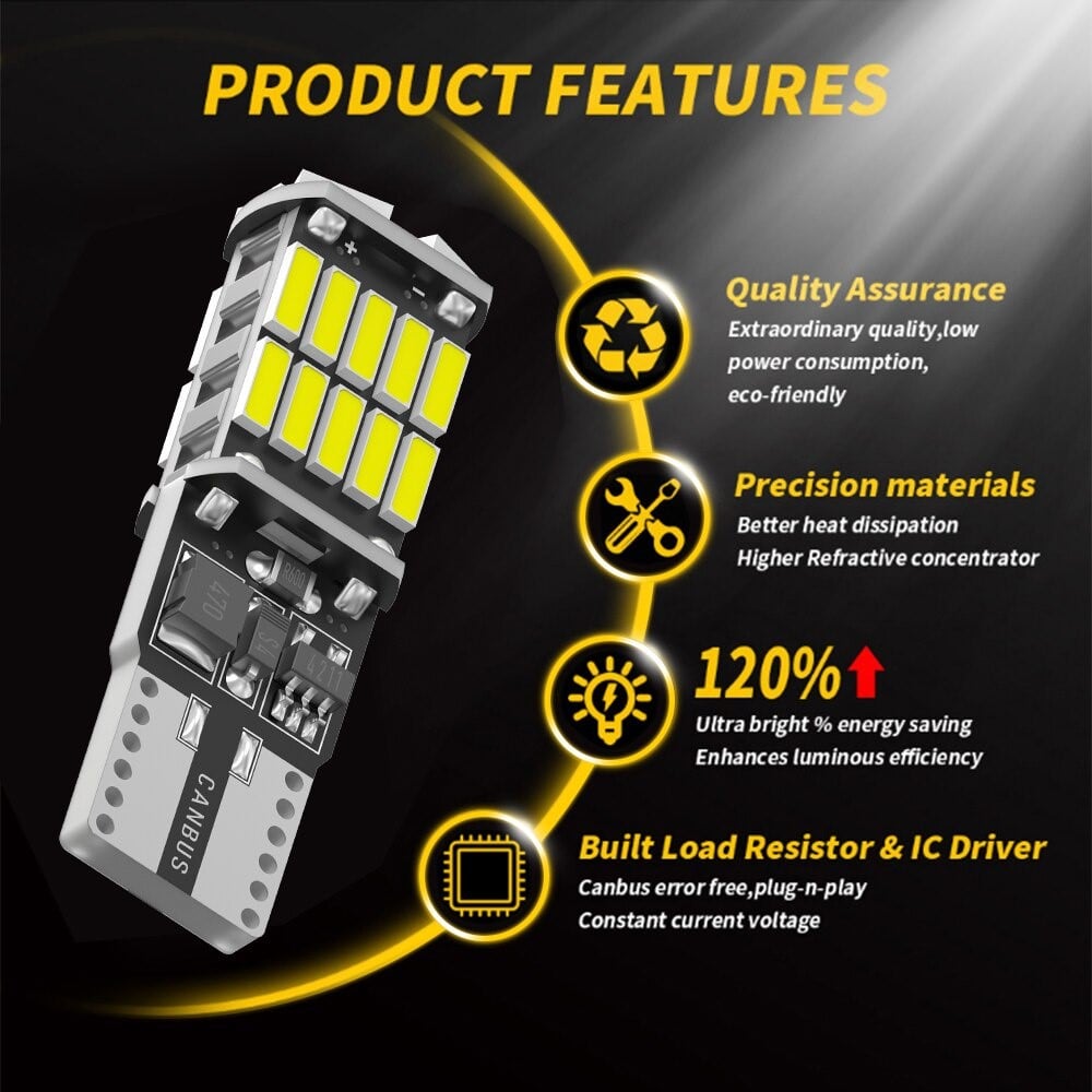Đèn Led Canbus T10 6000k Ánh Sáng Trắng Thay thế và Trang Trí Nội Thất Xe Hơi
