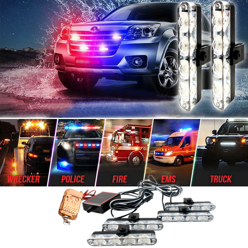 Đèn LED ô tô, Xe Tải Khẩn Cấp Nhấp Nháy dùng điều khiển, Đèn Xe Nhấp Nháy Cảnh Báo 16 bóng đổi màu