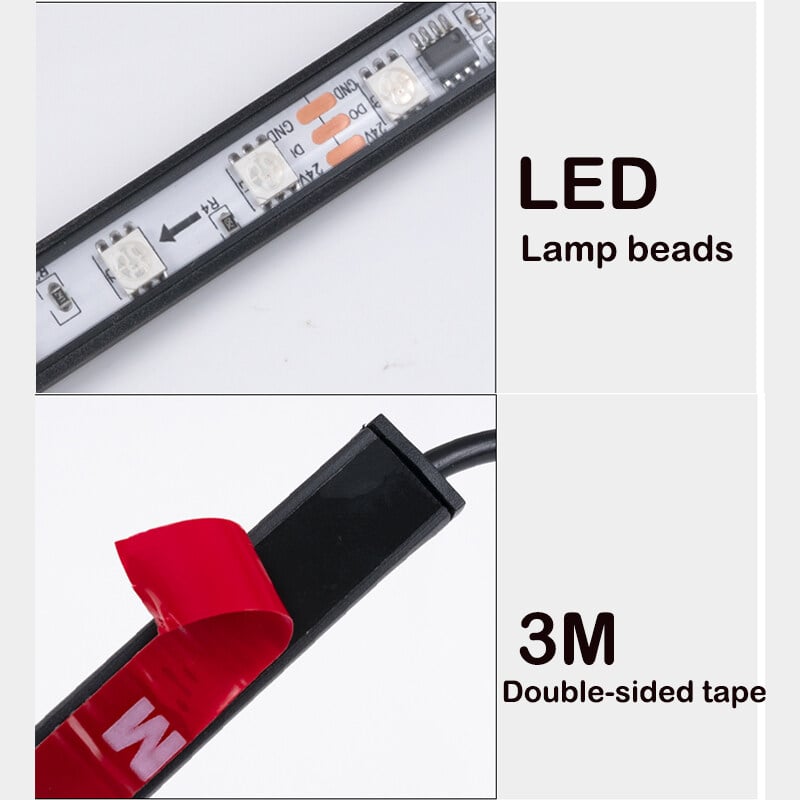 Dải Led 1.5m/2m Trang Trí Xe Tải Streamer Thanh Ánh Sáng Nhấp Nháy dòng Chảy Dải Ánh Sáng 24V Xe Ô Tô Xe Tải Đèn Chỉ Báo Ánh Sáng RGB