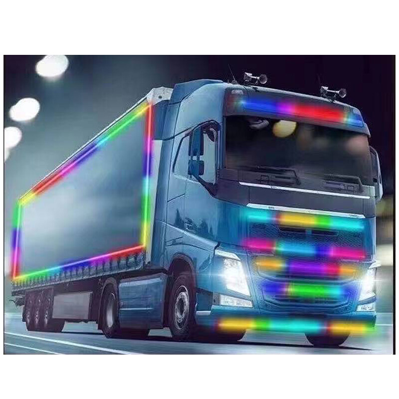 Dải Led 1.5m/2m Trang Trí Xe Tải Streamer Thanh Ánh Sáng Nhấp Nháy dòng Chảy Dải Ánh Sáng 24V Xe Ô Tô Xe Tải Đèn Chỉ Báo Ánh Sáng RGB