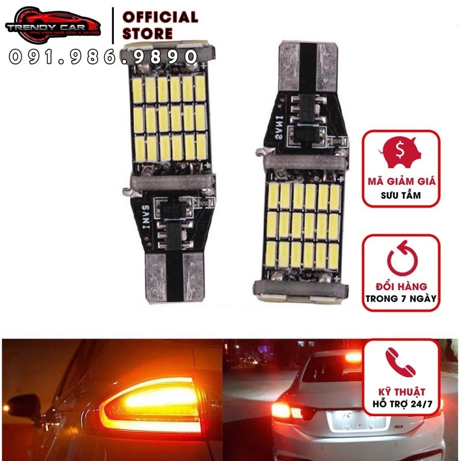 Đèn LED xi nhan ô tô T15 Bóng Đèn LED Lùi Xe Siêu Sáng T15 W16W 921 45 SMD 4014  cho ô-tô xe máy