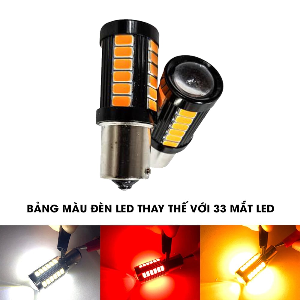Bộ 2 Đèn LED Tín Hiệu Cho Xe Hơi 33 mắt Led ánh sáng trắng, đỏ, vàng mã 1156, 1157 loại 150 độ và 180 độ, T20, T25