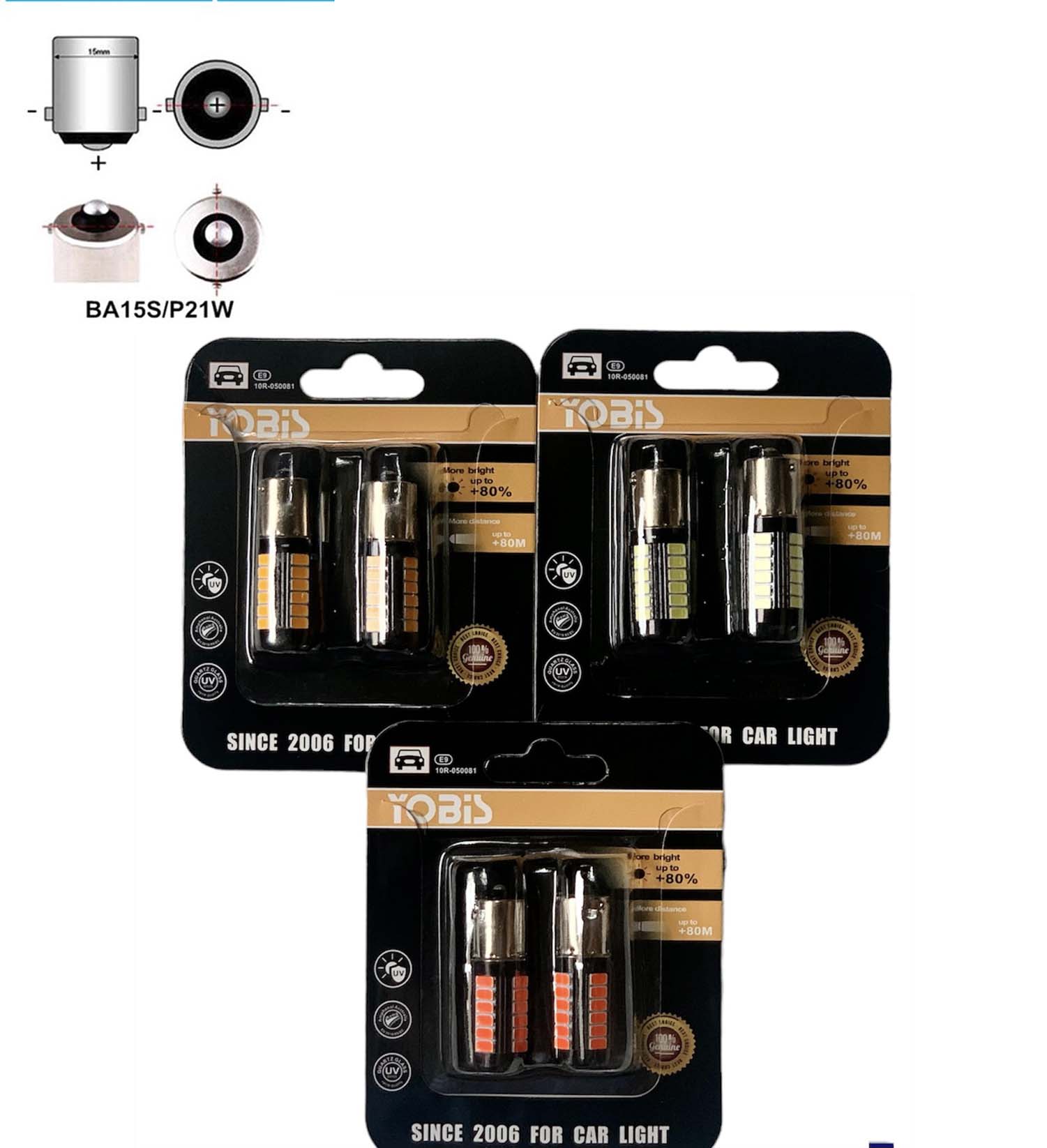 Bộ 2 Đèn LED Tín Hiệu Cho Xe Hơi 33 mắt Led ánh sáng trắng, đỏ, vàng mã 1156, 1157 loại 150 độ và 180 độ, T20, T25