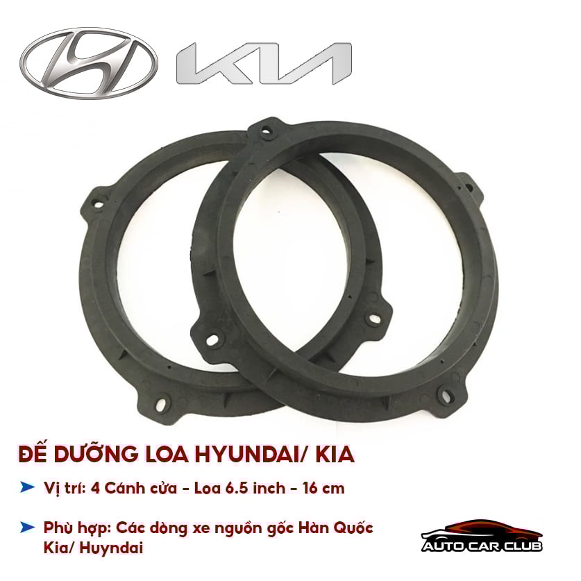 Dưỡng loa cánh ô tô 6.5 inch Huyndai và Kia cỡ 16.5cm kích thước chuẩn bắt ốc vít din cho I10, Santafe, Forte, Sorento