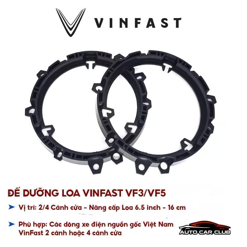 Dưỡng loa cánh ô tô 6.5 inch Vinfast VF3, VF5 nhựa PVC đen bóng hàng cao cấp loại đa năng mẫu 2025