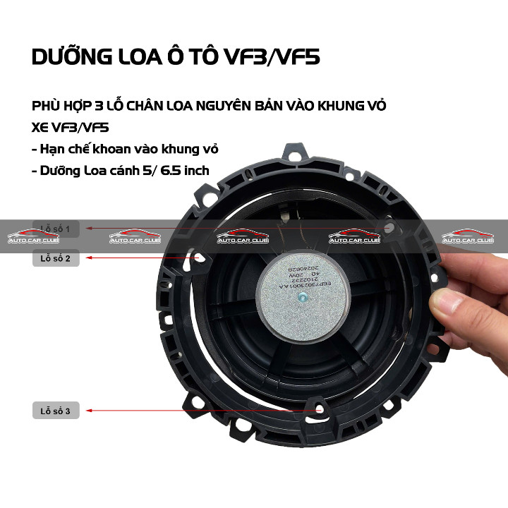 Dưỡng loa cánh ô tô 6.5 inch Vinfast VF3, VF5 nhựa PVC đen bóng hàng cao cấp loại đa năng mẫu 2025