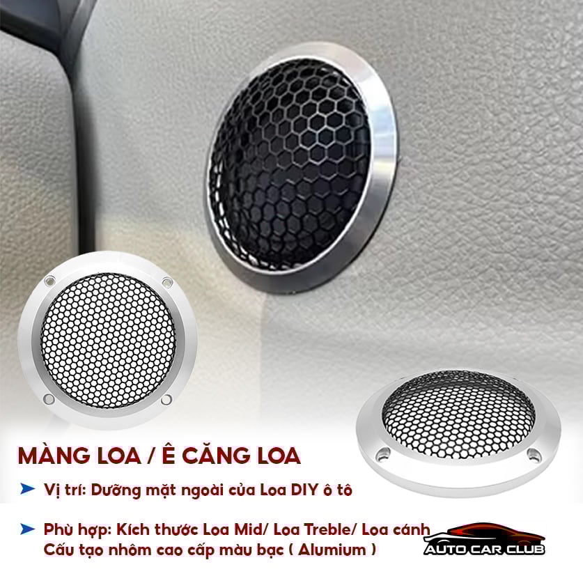 Màng Loa dưỡng loa mặt ngoài Treble Ê Căng Loa - Kích Thước 1.5 Inch, 3.5 Inch và 4 Inch Chất Liệu Nhôm Ánh Bạc, Sơn Tĩnh Điện