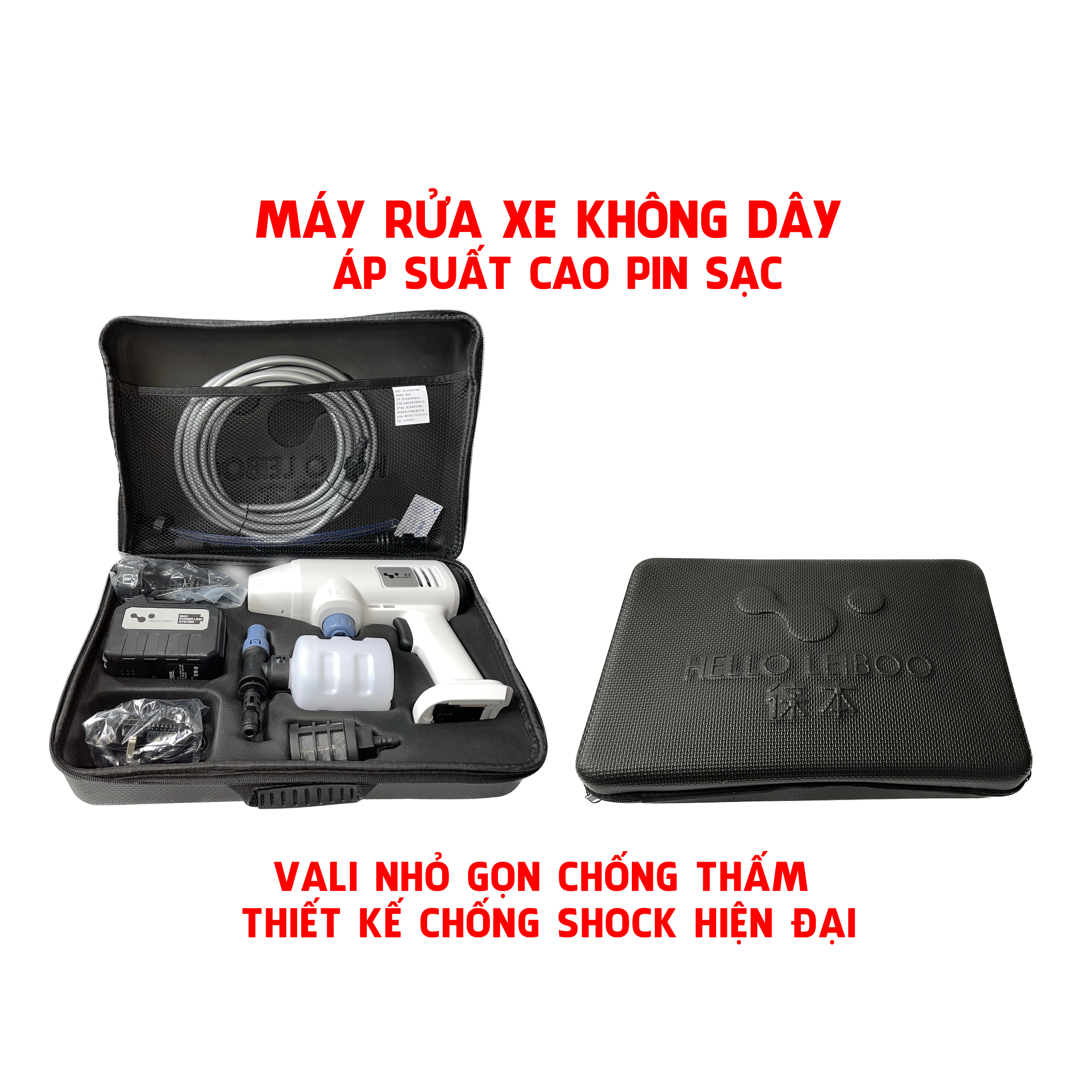 Máy rửa xe cầm tay tại nhà có pin sạc Lithium 25000 mAh máy tự phục vụ áp suất cao di động không dây 600W cao cấp