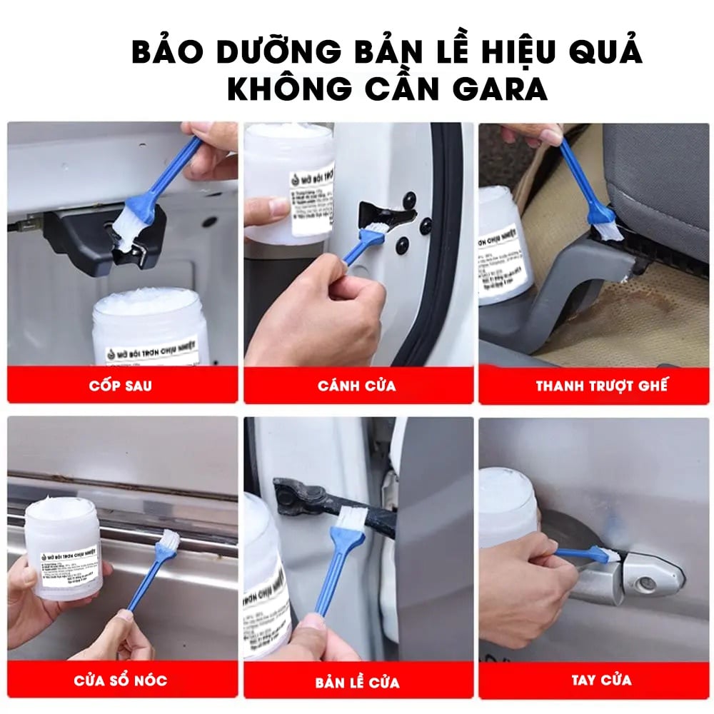 Mỡ trắng bôi trơn giảm chấn, chống rỉ sét. giảm va đập và tiếng cọt kẹt trên ô tô kèm chổi quét