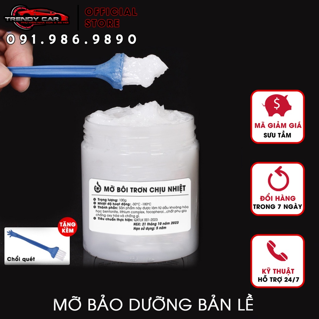 Mỡ trắng bôi trơn giảm chấn, chống rỉ sét. giảm va đập và tiếng cọt kẹt trên ô tô kèm chổi quét