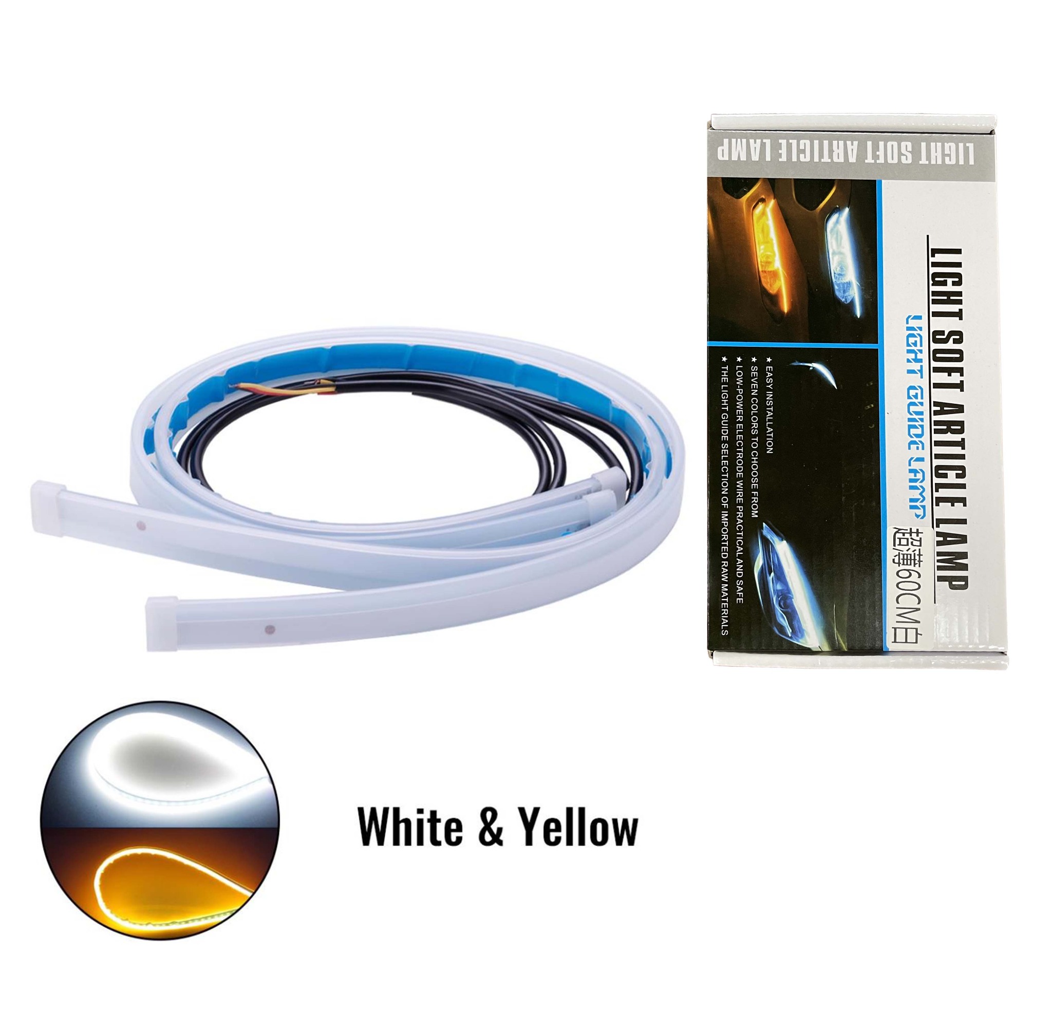 1 Cặp Đèn LED mí dài 60 cm DRL Cho Xe Ô Tô chất liệu Ống cao su Mềm Dẻo LED Strip Dẫn Hướng Tín Hiệu Rẽ đèn led xi nhan chống thấm nước