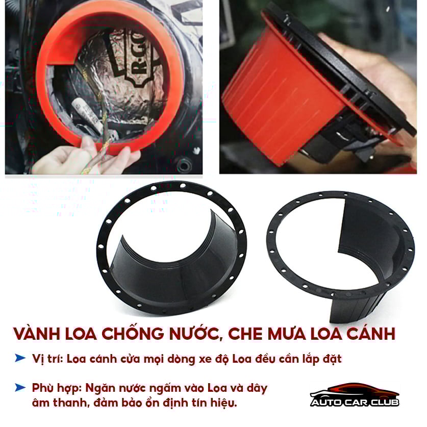 Vành loa chống nước, bô che nước loa cánh ô tô, vành loa độ xe hơi, dưỡng loa cánh ô tô 6.5inh phụ kiện loa