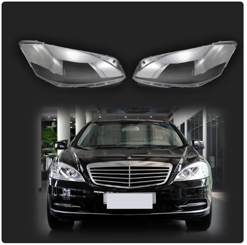 Vỏ đèn pha Mercedes Benz S-class W221, Ống kính thủy tinh trong suốt, Phụ kiện ô tô, 2005 - 2009, 2 phiên bản có sẵn