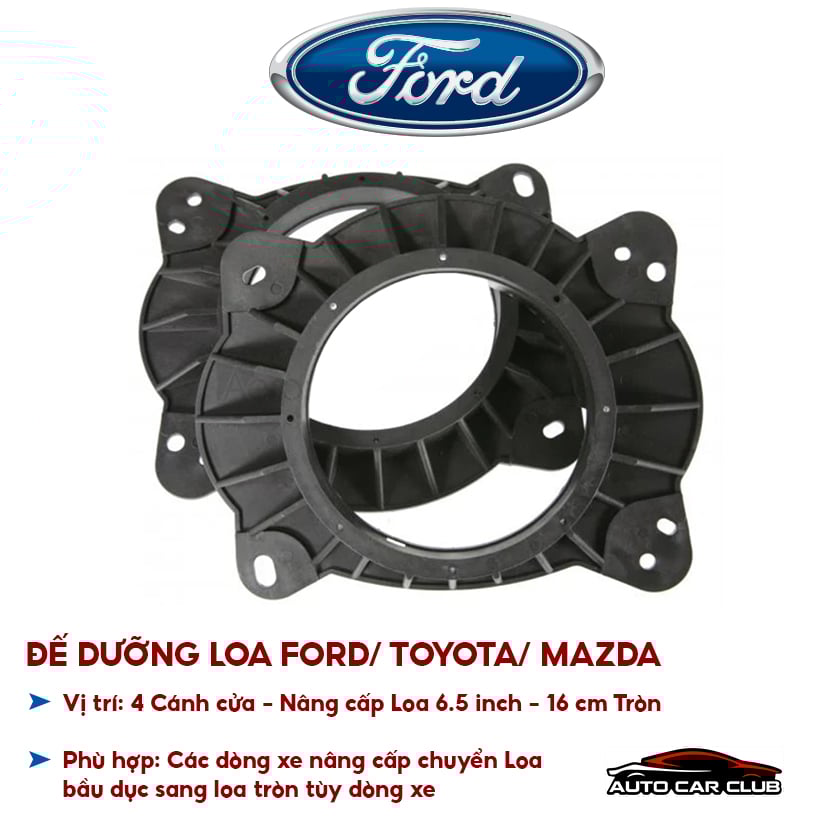 Dưỡng loa bầu dục đường kính 16cm cho Ford, Subaru, Isuzu D max đế loa cánh ovan dòng xe camry, ford, lexus - Phụ kiện loa